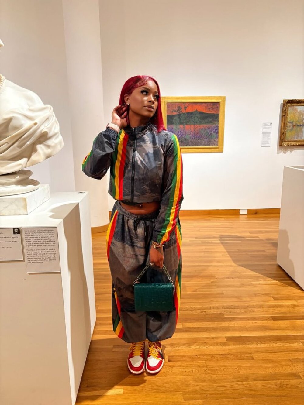 Women’s Crop Windbreaker Jacket Size M | Stripe Track Style Lightweight Zip Up